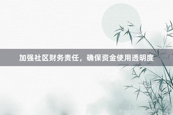 加强社区财务责任，确保资金使用透明度